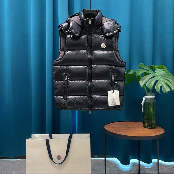 Moncler Shiny Black Puffer Vest - Picture 1 of 8